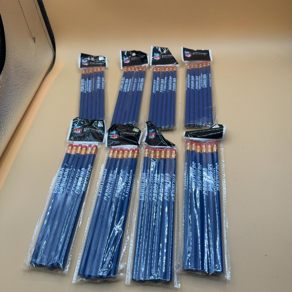 (8) NFL Carolina Panthers Pencils 6-Pack Lot Blue Stationery Products Sealed
